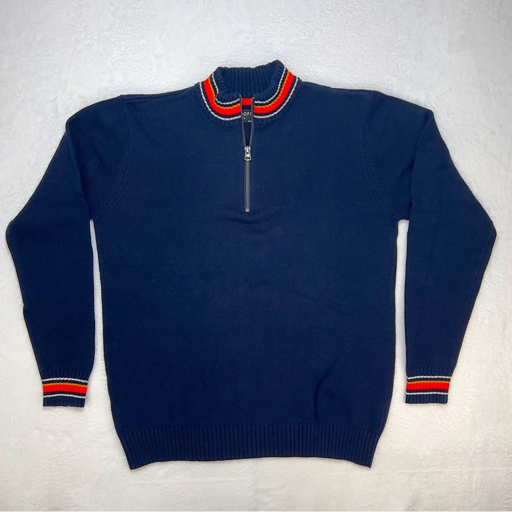 RETROFIT Mock Neck Quarter Zip Mens Large Sweater Navy